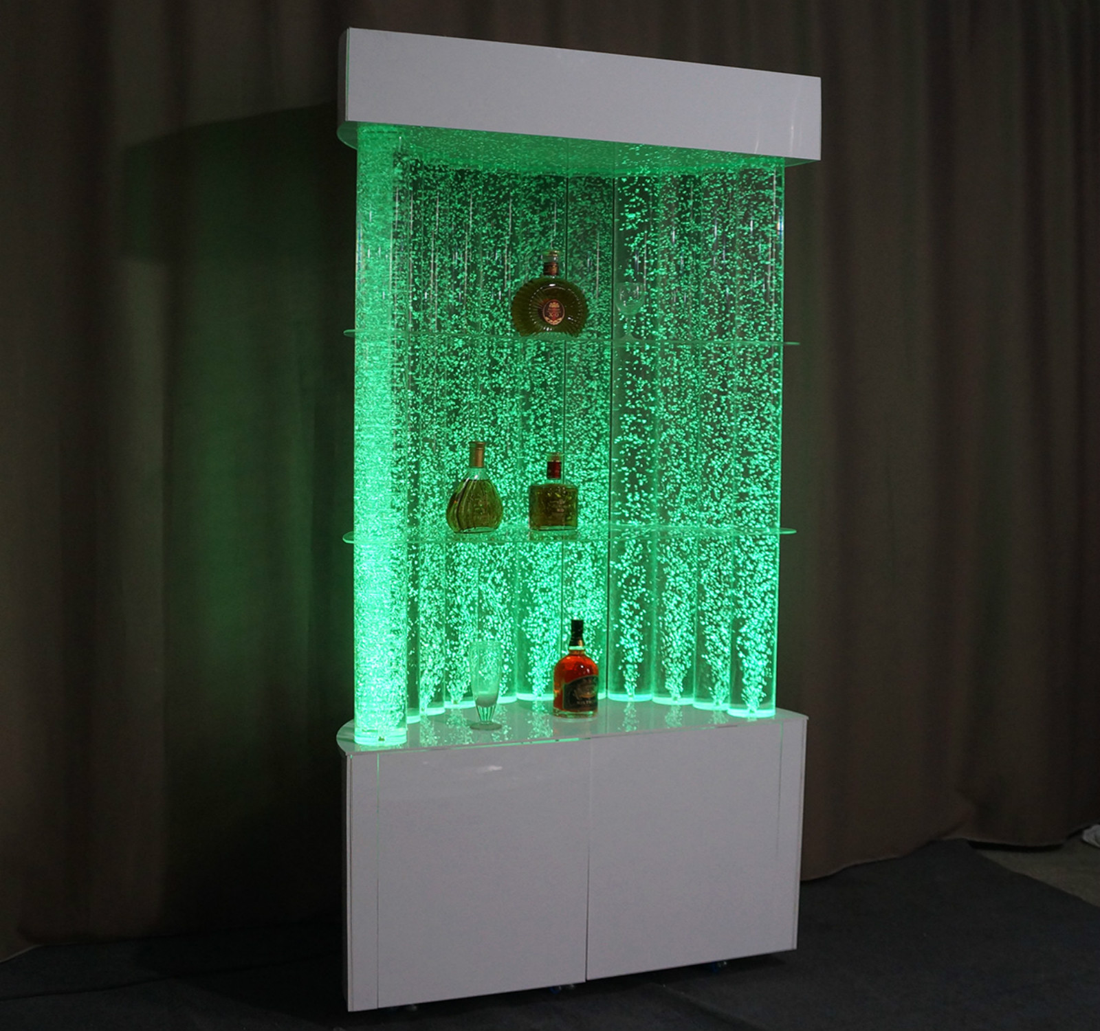 Movable Mobile LED bubble feature cabinet with display shelves ,LED Bubble Feature Displaying Cabinet