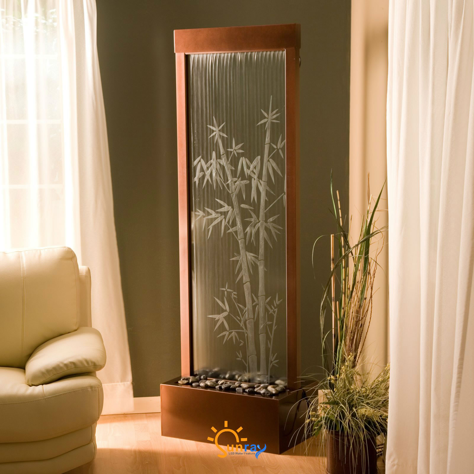 Floor Standing Waterfall with bamboo graphic panel,Floor Standing Waterfall