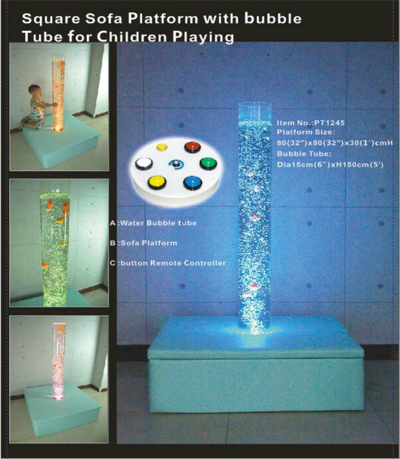 water bubble tube platform for children playing platform with button remote controller,sensory items for kids NEW